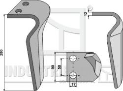 Dent pour herses rotatives, modèle gauche (Tortella, Kv, mashio )