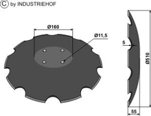 Disque crénelée à fond plat - Ø510 (Amazone)