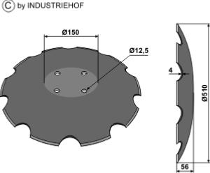 Disque crénelé à fond plat Ø510 (Pöttinger)